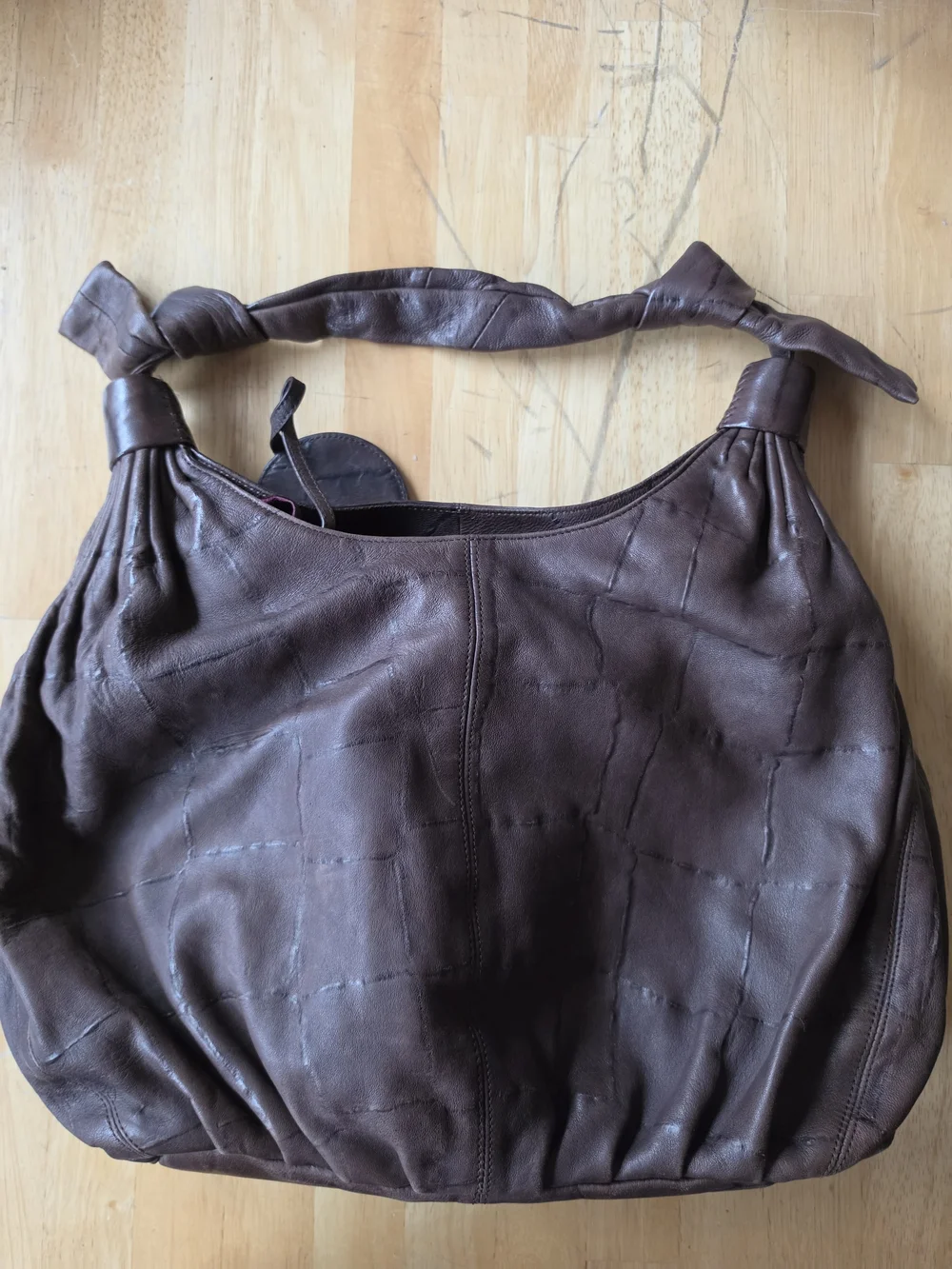 David & Scotti Large Brown Soft Leather Sachel Hobo Shoulder Bag Purse Gorgeous